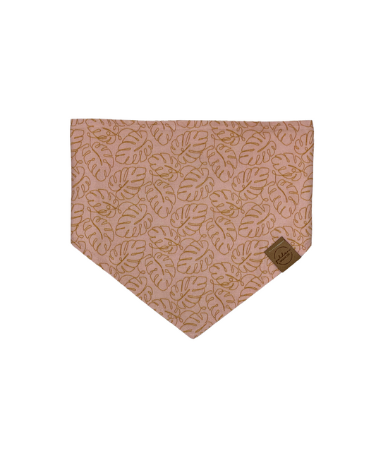 blush pink pet bandana featuring cute monstera doodles