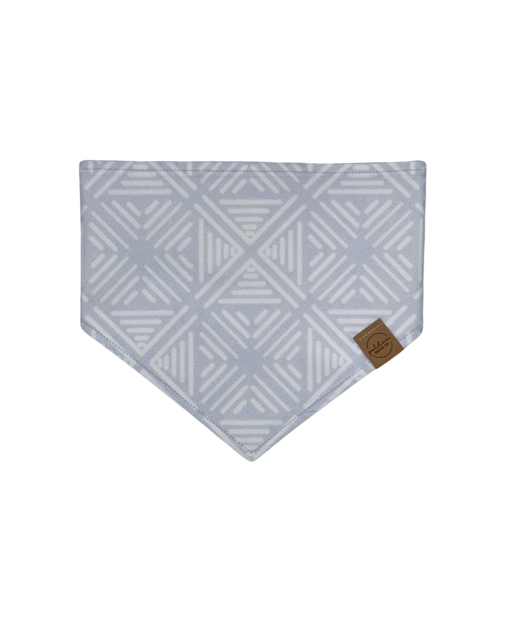 light blue and white boho geometric pet bandana