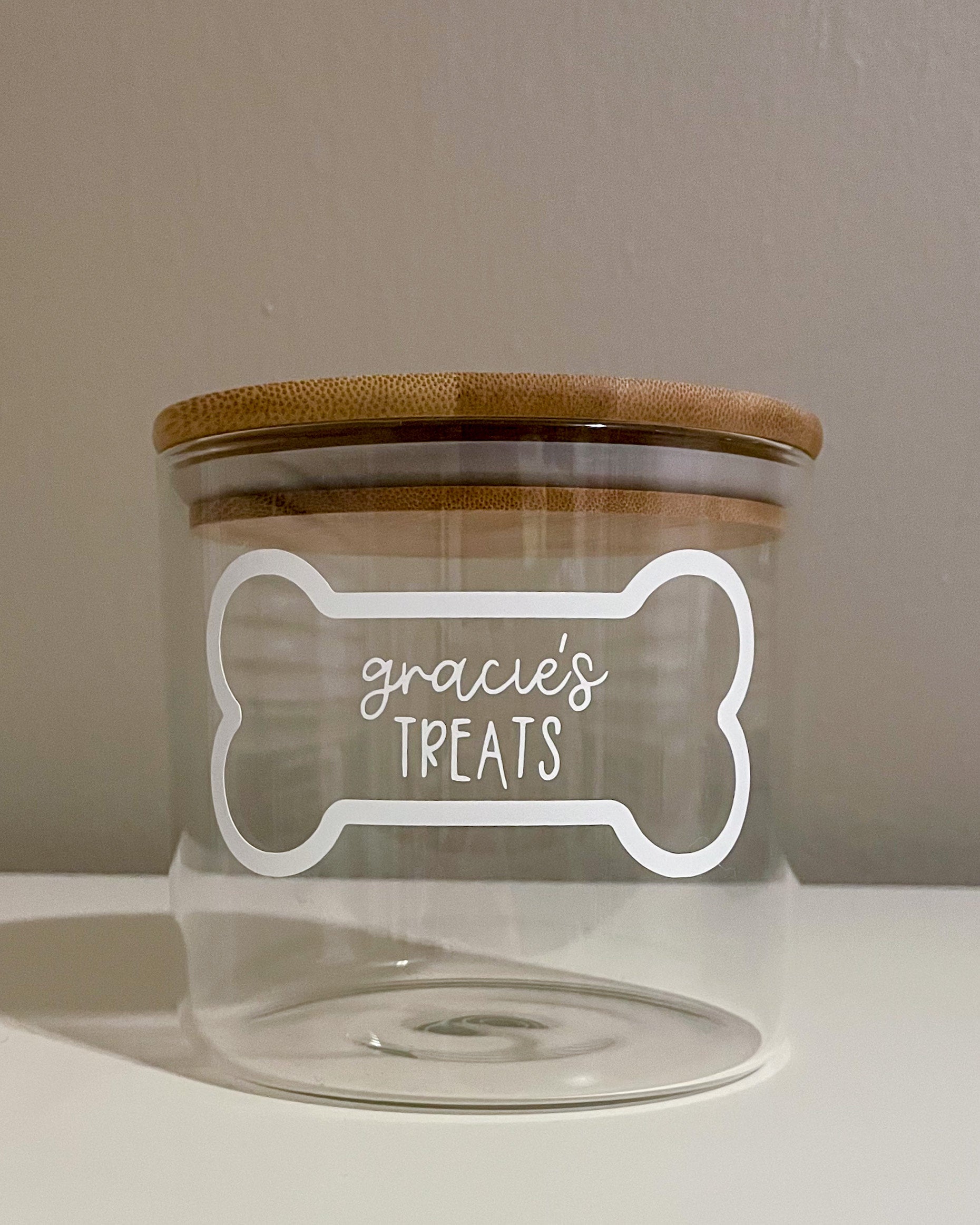 personalized treat jar bone outline