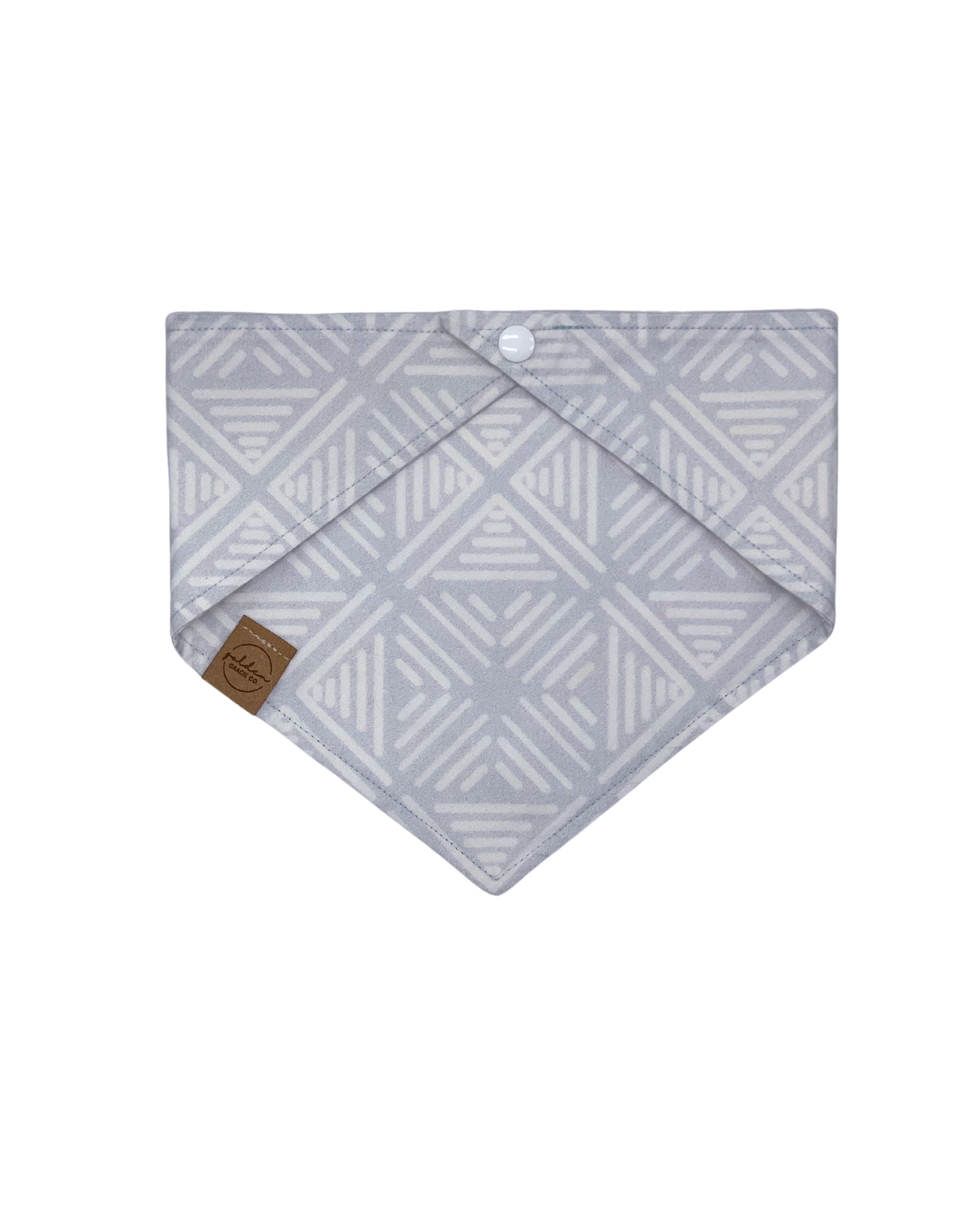 light blue and white boho geometric pet bandana