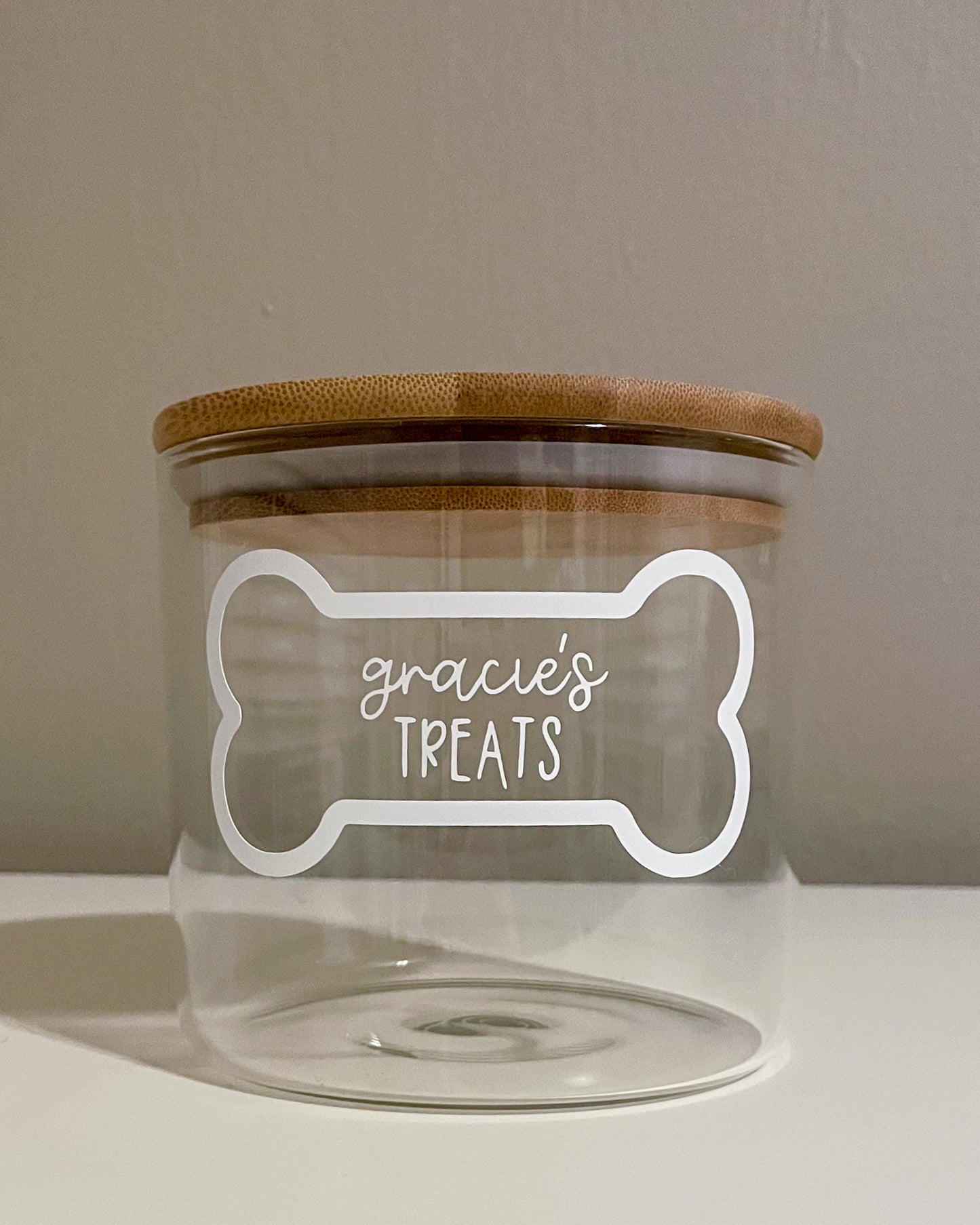 personalized treat jar • bone outline