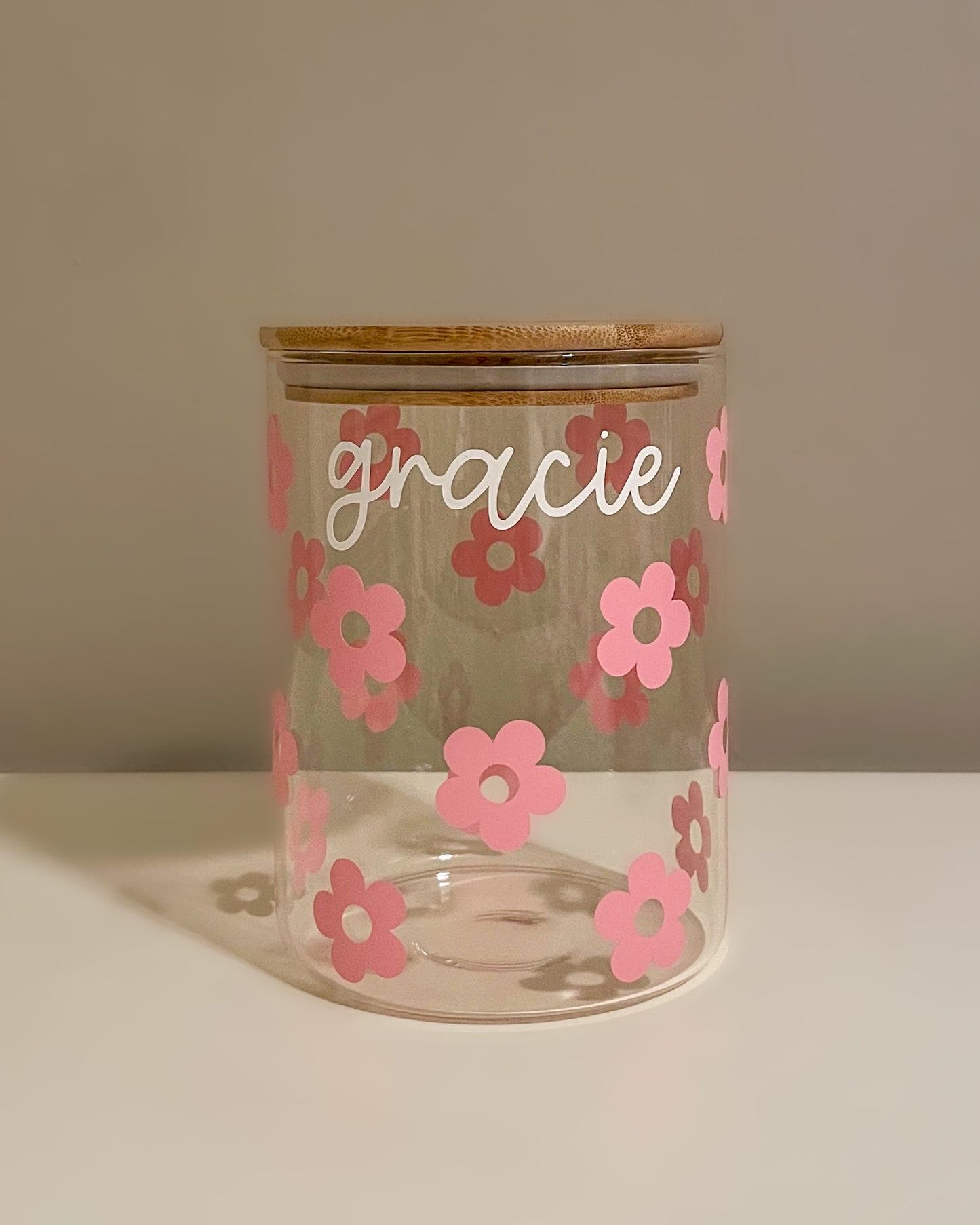 personalized floral treat jar